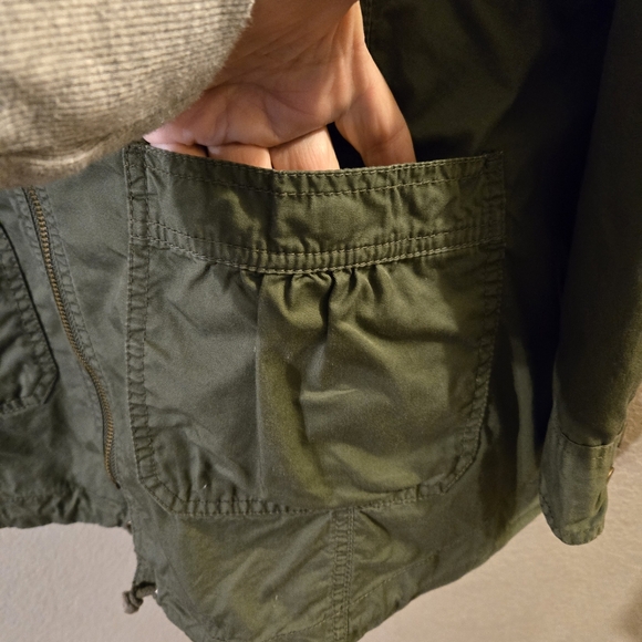 Kenneth Cole Reaction Womens Olive Green Lightweight Hooded Long Sleeve Jacket L - Picture 4 of 10